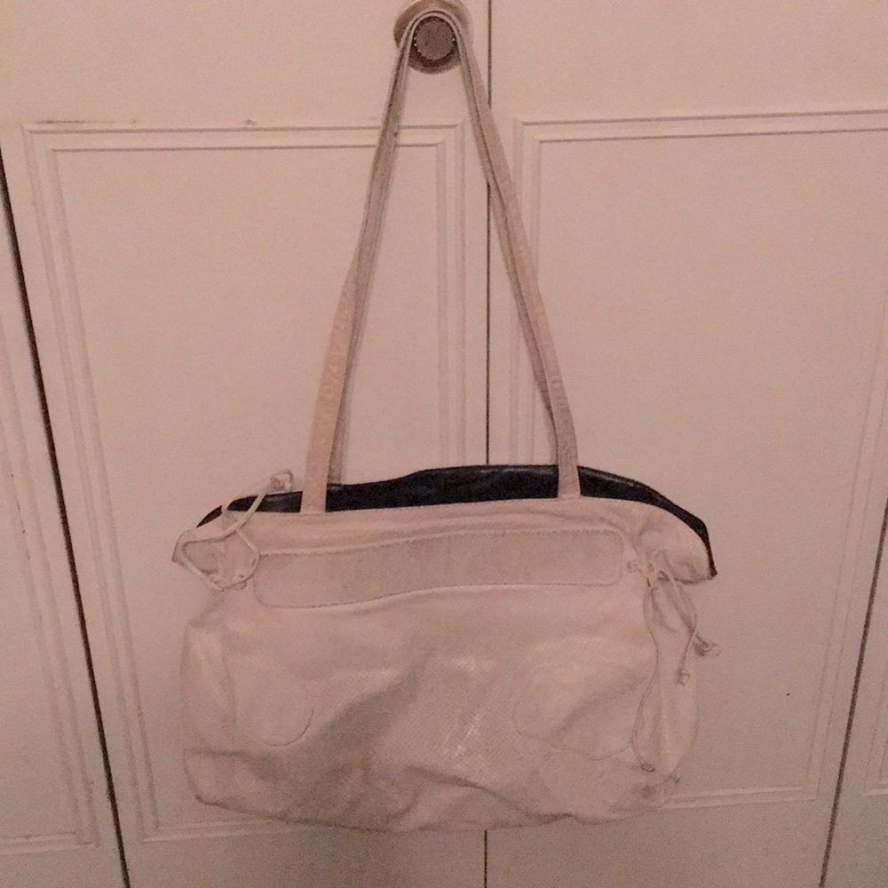 Carlos Falchi large leather/snakeskin tote handbag